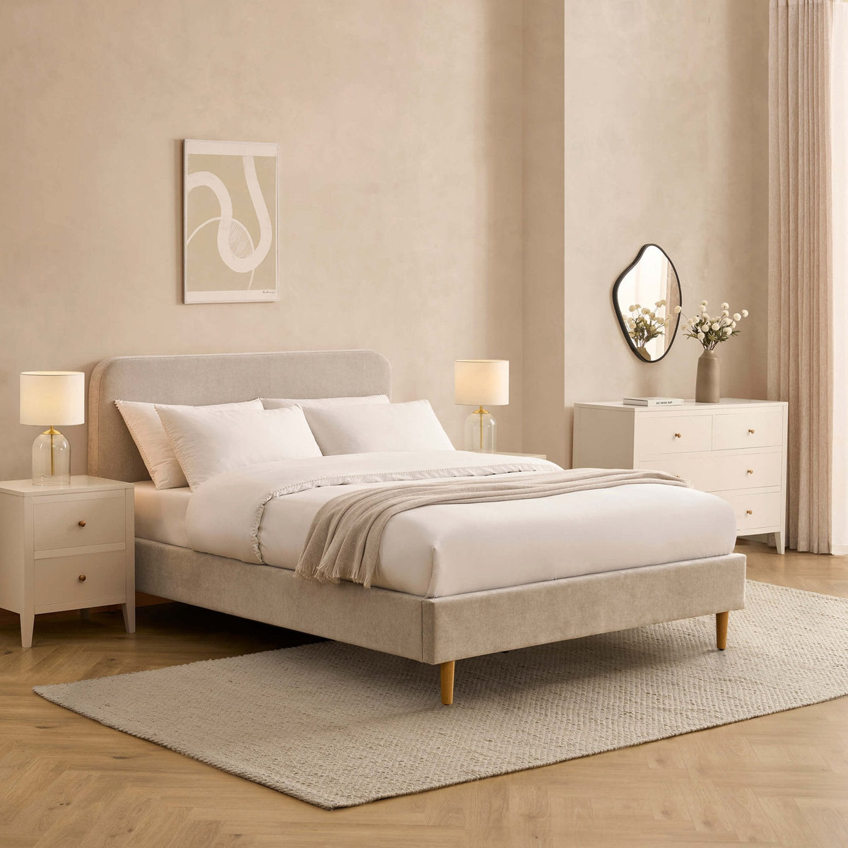 Cadre de lit - Chenille Gris clair