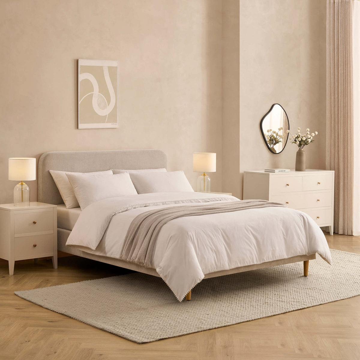 Cadre de lit - Chenille Gris clair