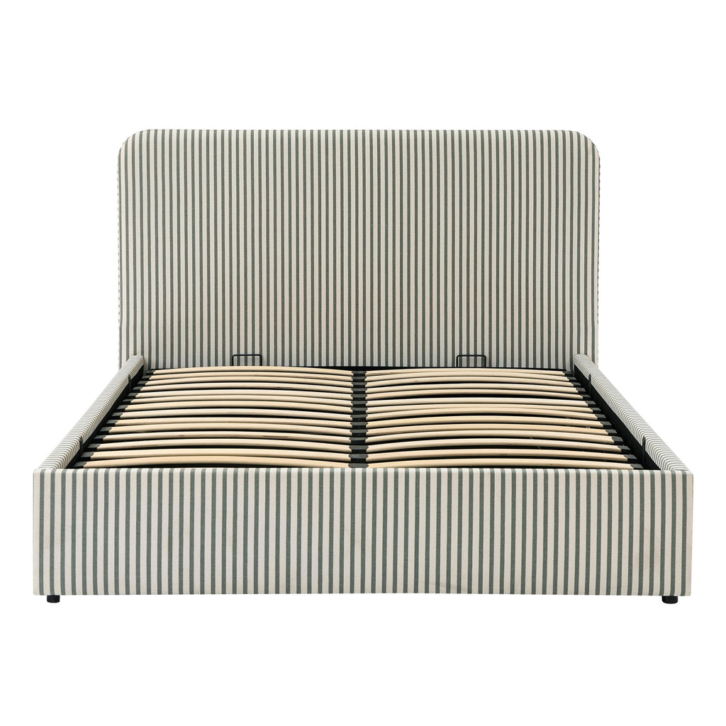 Lit de rangement - Rayures sauge