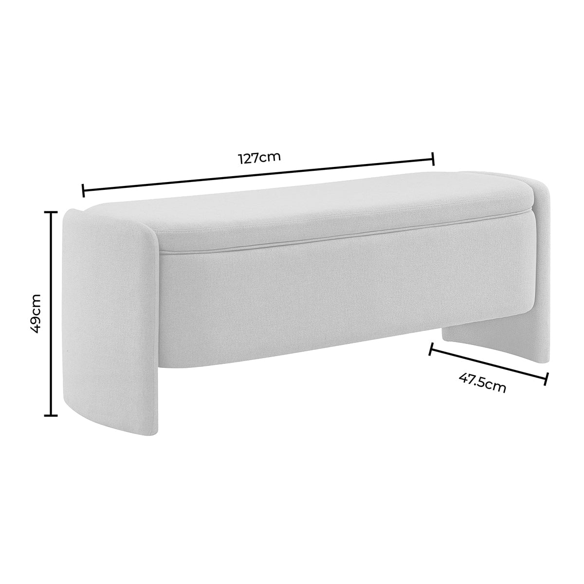 Banc de rangement incurvé – Avoine