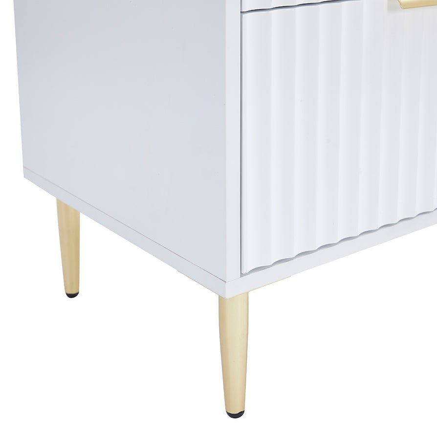 Table de chevet 2 tiroirs - Blanc chaud