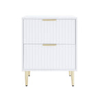 Table de chevet 2 tiroirs - Blanc chaud