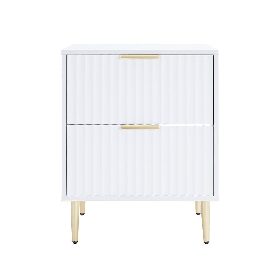 Table de chevet 2 tiroirs - Blanc chaud