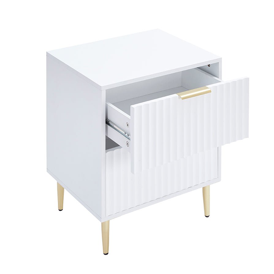 Table de chevet 2 tiroirs - Blanc chaud