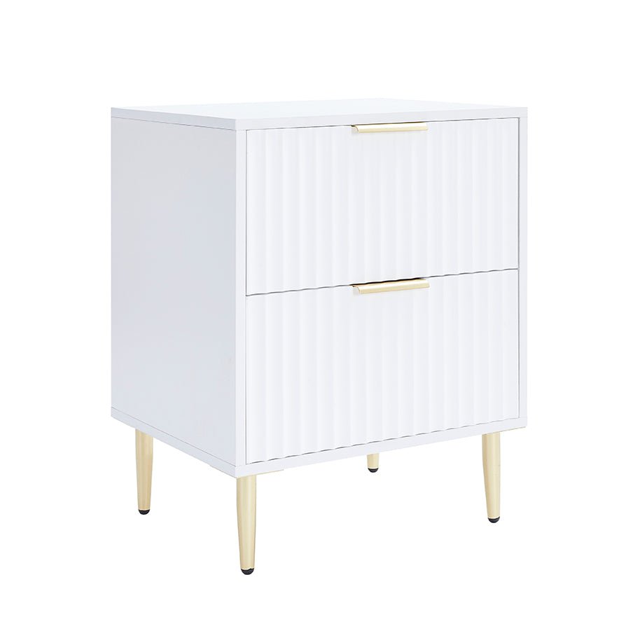 Table de chevet 2 tiroirs - Blanc chaud