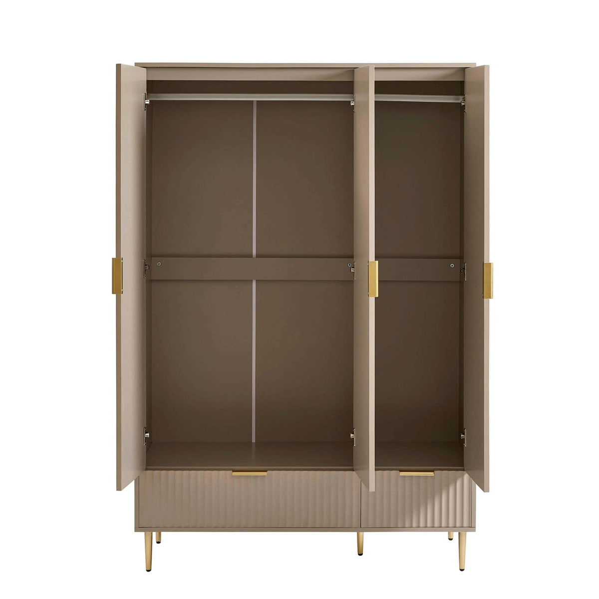 Armoire 3 portes avec tiroirs - Taupe