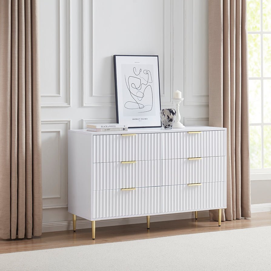 Commode à 6 tiroirs - Blanc chaud