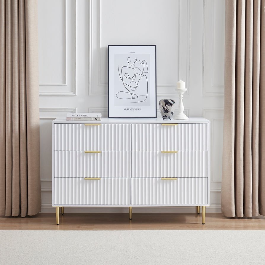 Commode à 6 tiroirs - Blanc chaud