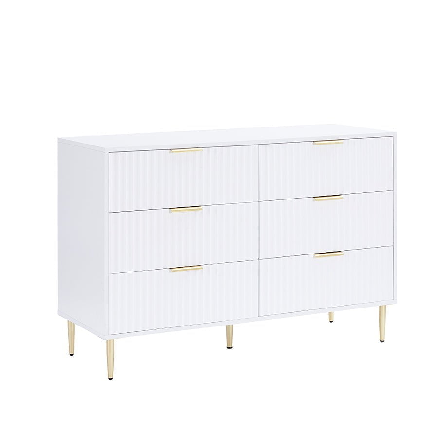 Commode à 6 tiroirs - Blanc chaud