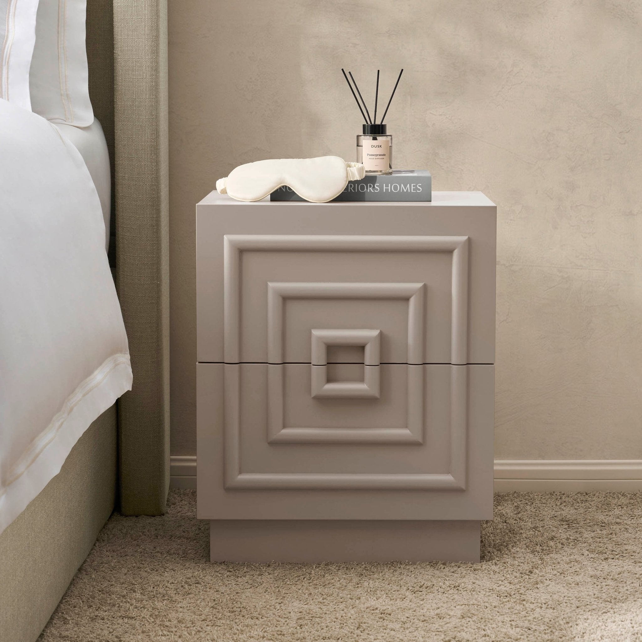 Table de chevet 2 tiroirs - Taupe