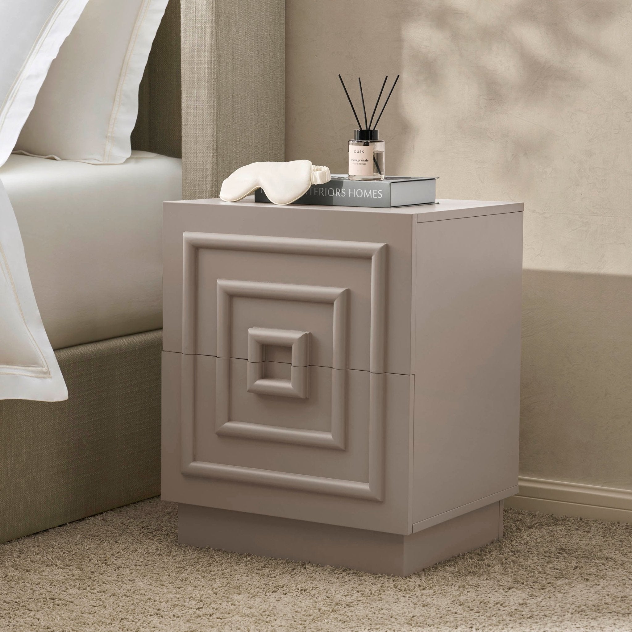 Table de chevet 2 tiroirs - Taupe