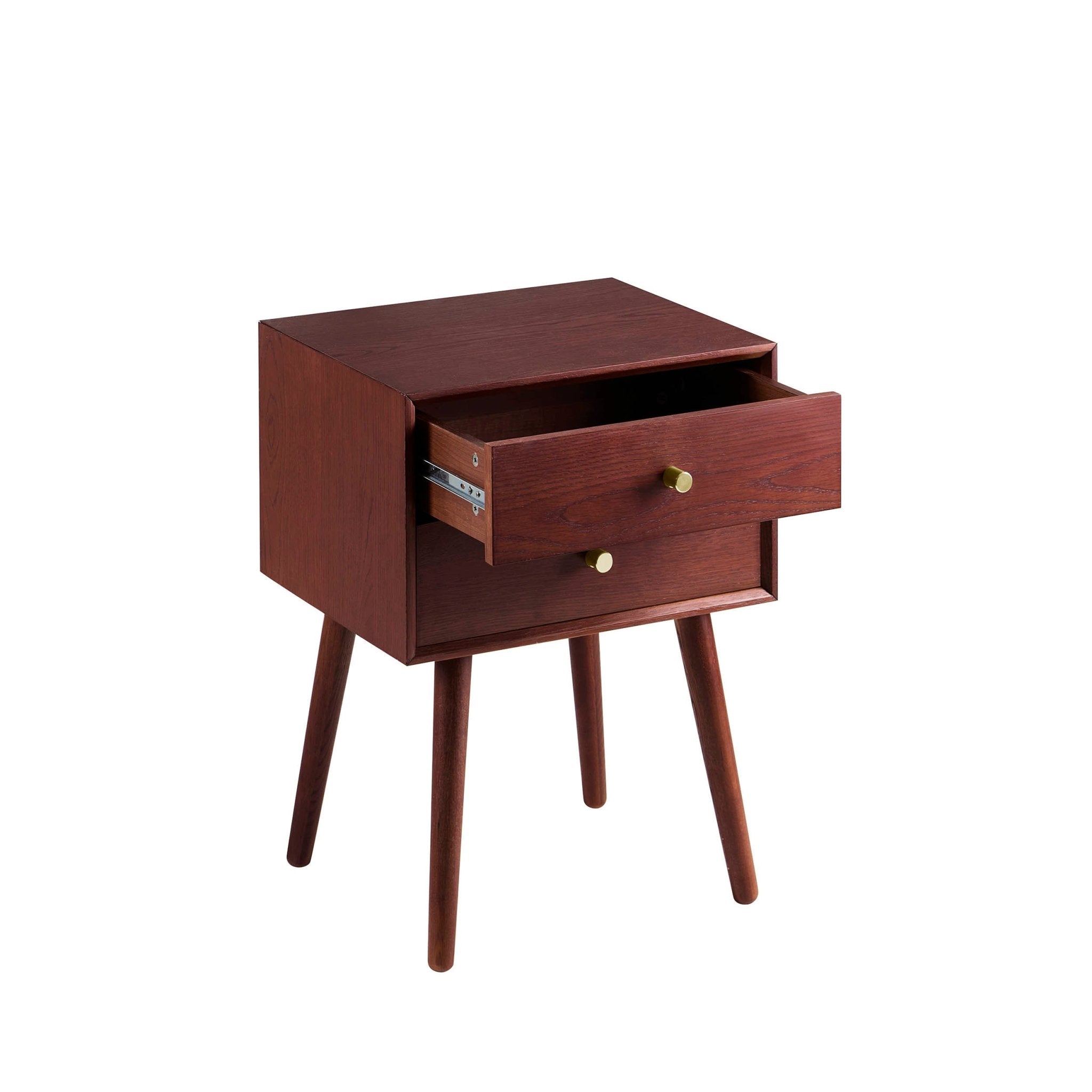 Table de chevet 2 tiroirs en chêne - Bois de cerisier