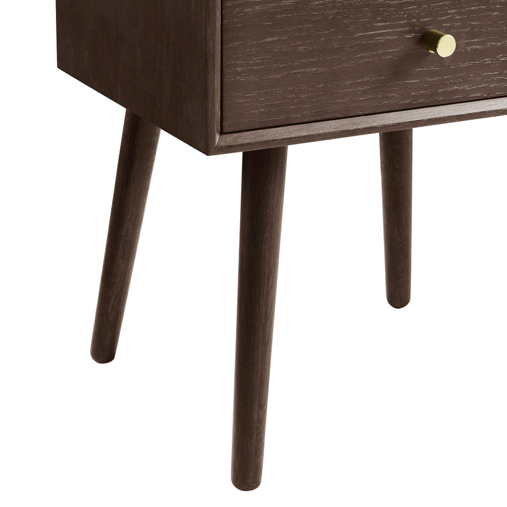Table de chevet à 2 tiroirs en chêne - Noyer