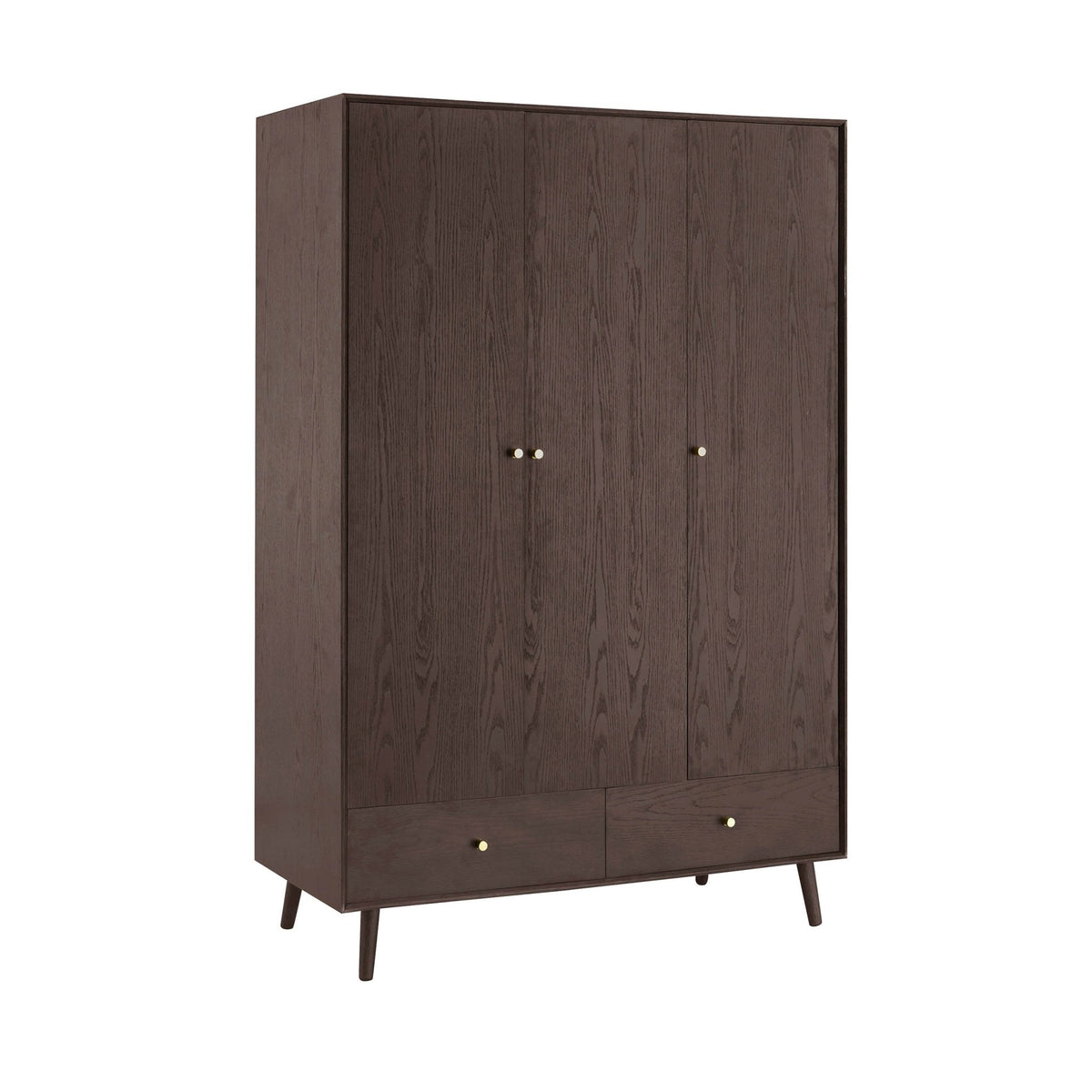 Armoire 3 portes en chêne avec tiroirs - Noyer