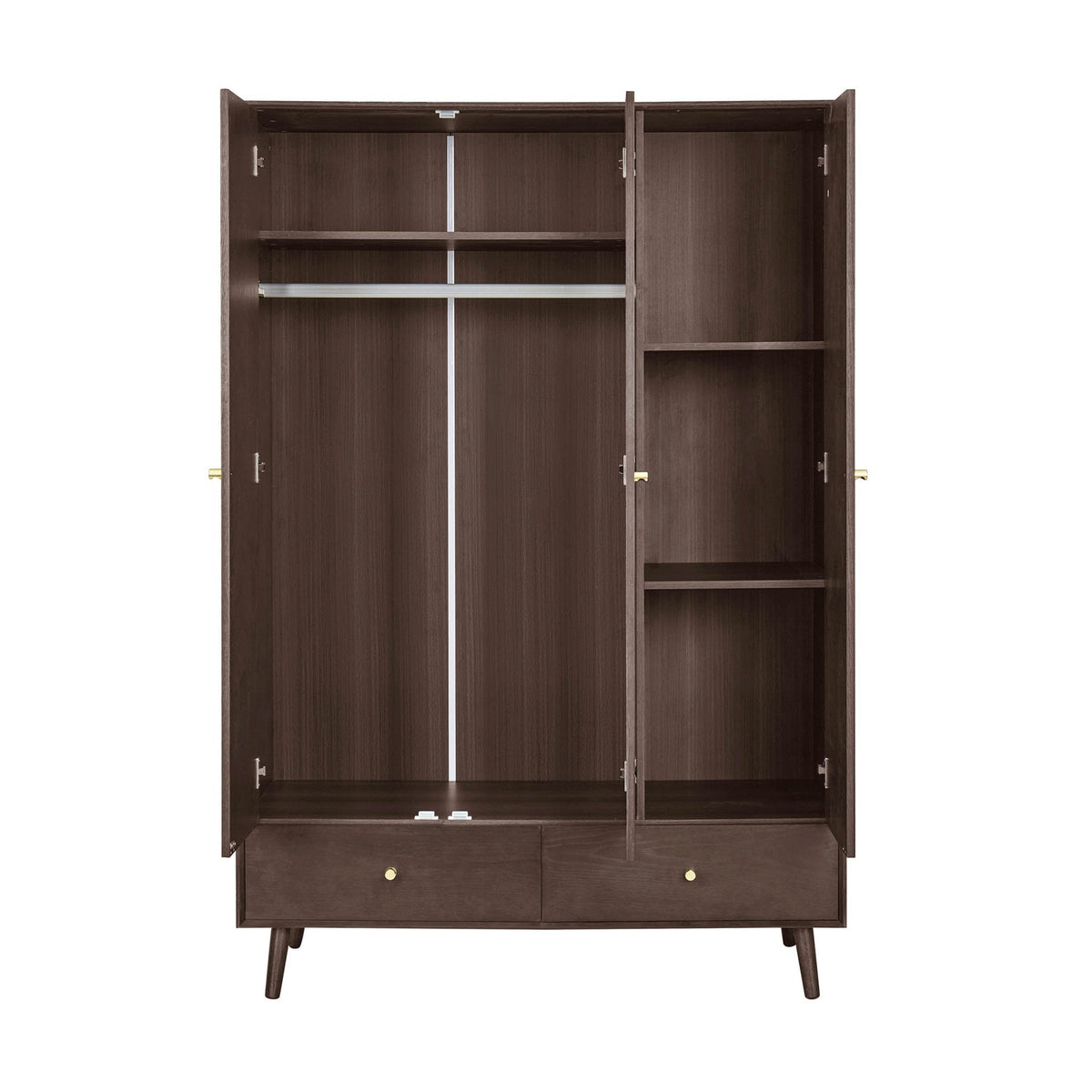 Armoire 3 portes en chêne avec tiroirs - Noyer