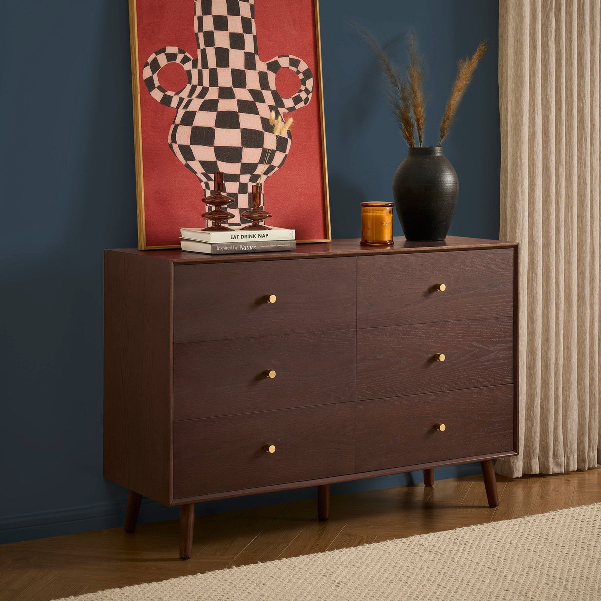 Commode 6 tiroirs chêne - Noyer