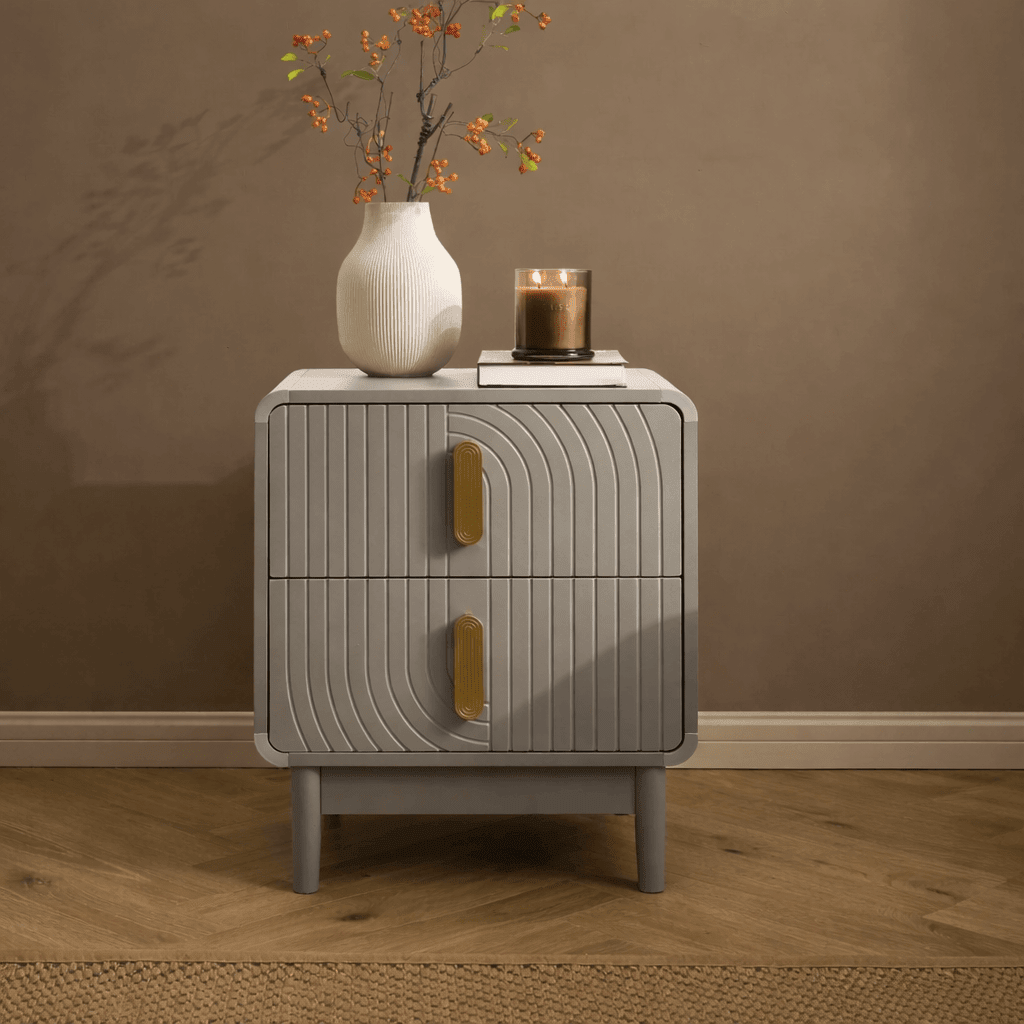 Table de chevet 2 tiroirs - Taupe