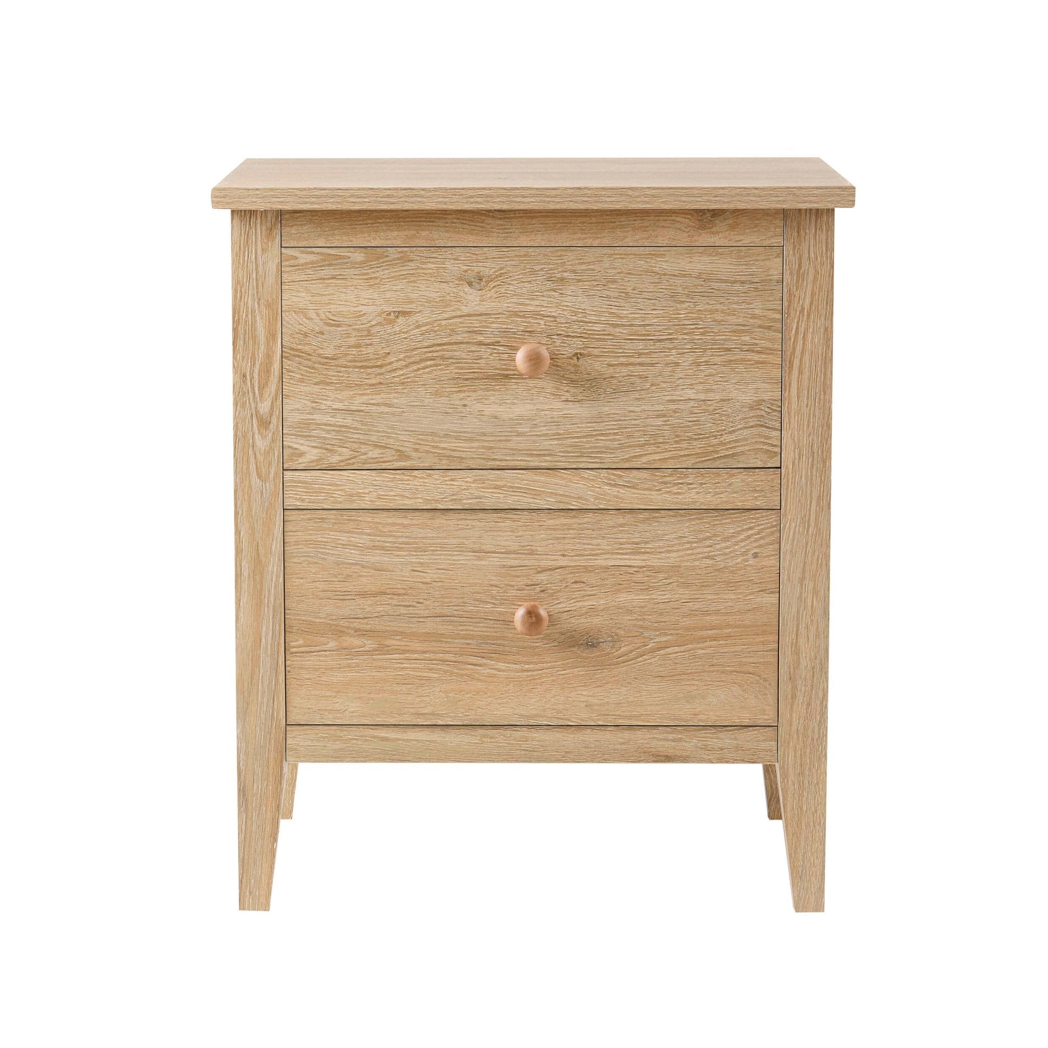 Table de chevet à 2 tiroirs - Bois clair