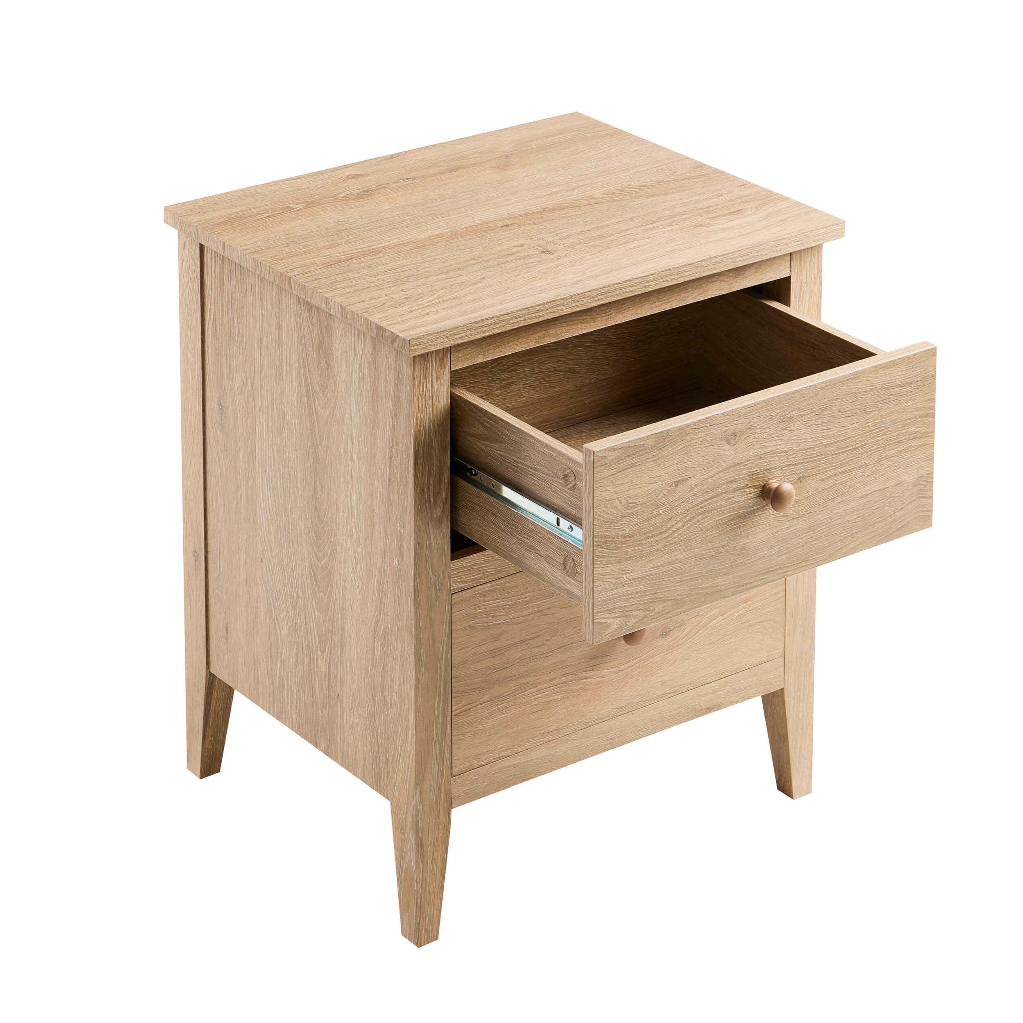 Table de chevet à 2 tiroirs - Bois clair