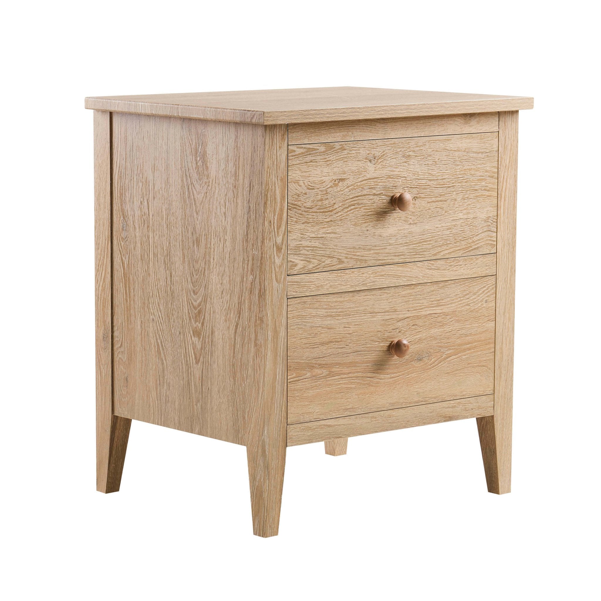 Table de chevet à 2 tiroirs - Bois clair