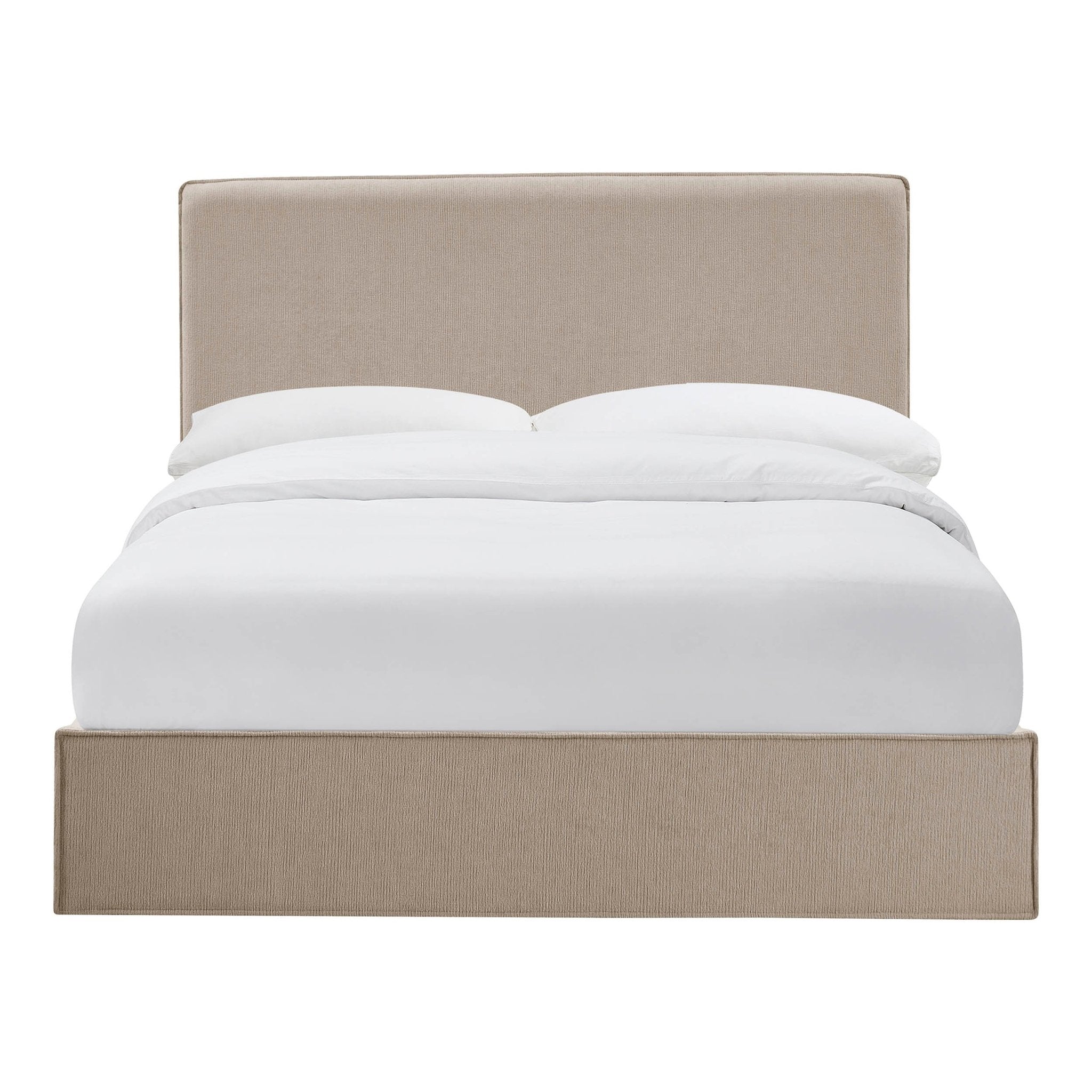 Lit coffre - Tissu texturé couleur avoine