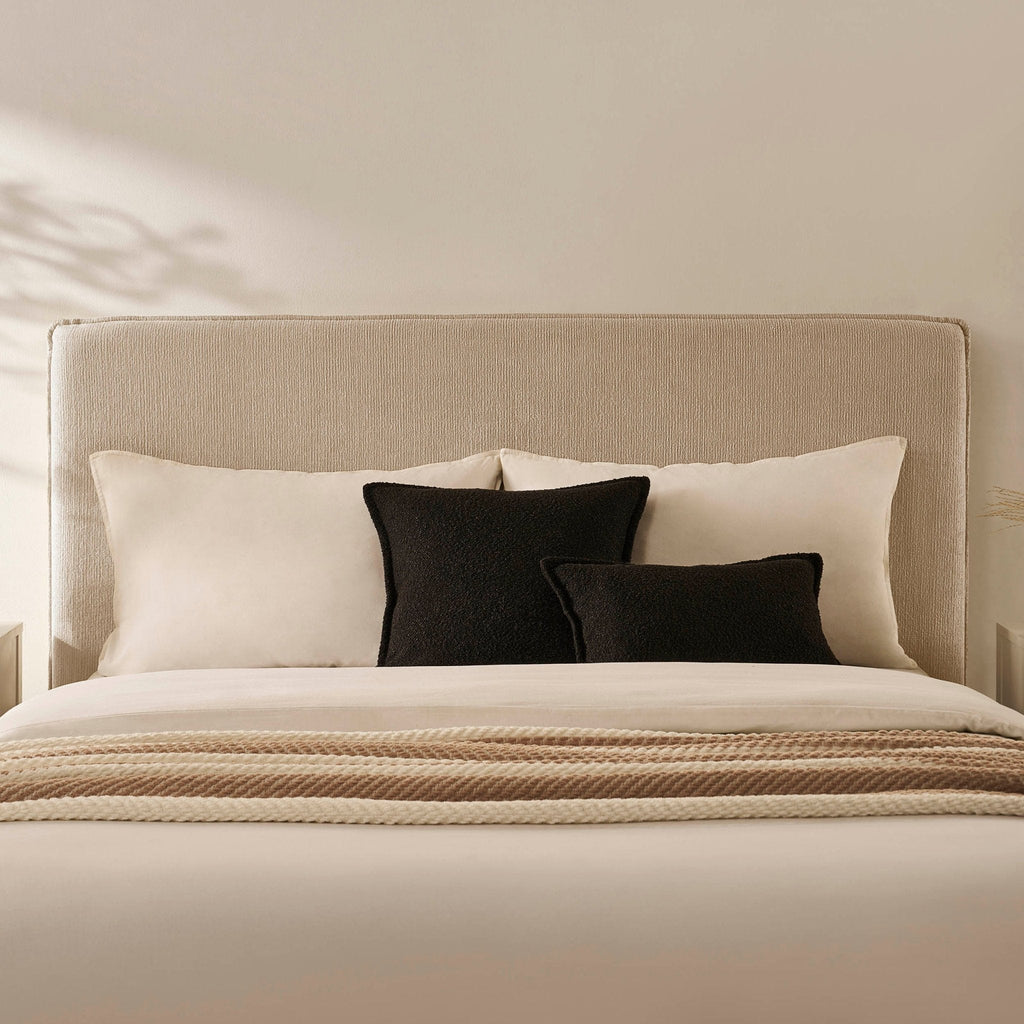 Lit coffre - Tissu texturé couleur avoine