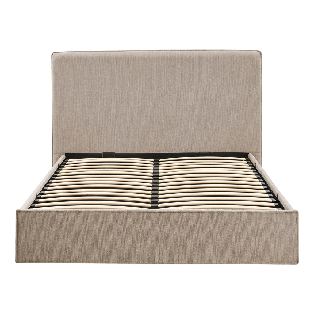 Lit coffre - Tissu texturé couleur avoine