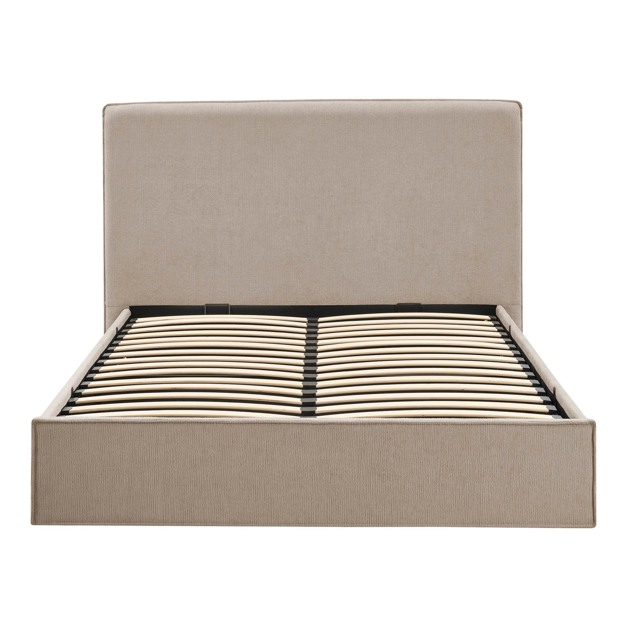 Lit coffre - Tissu texturé couleur avoine