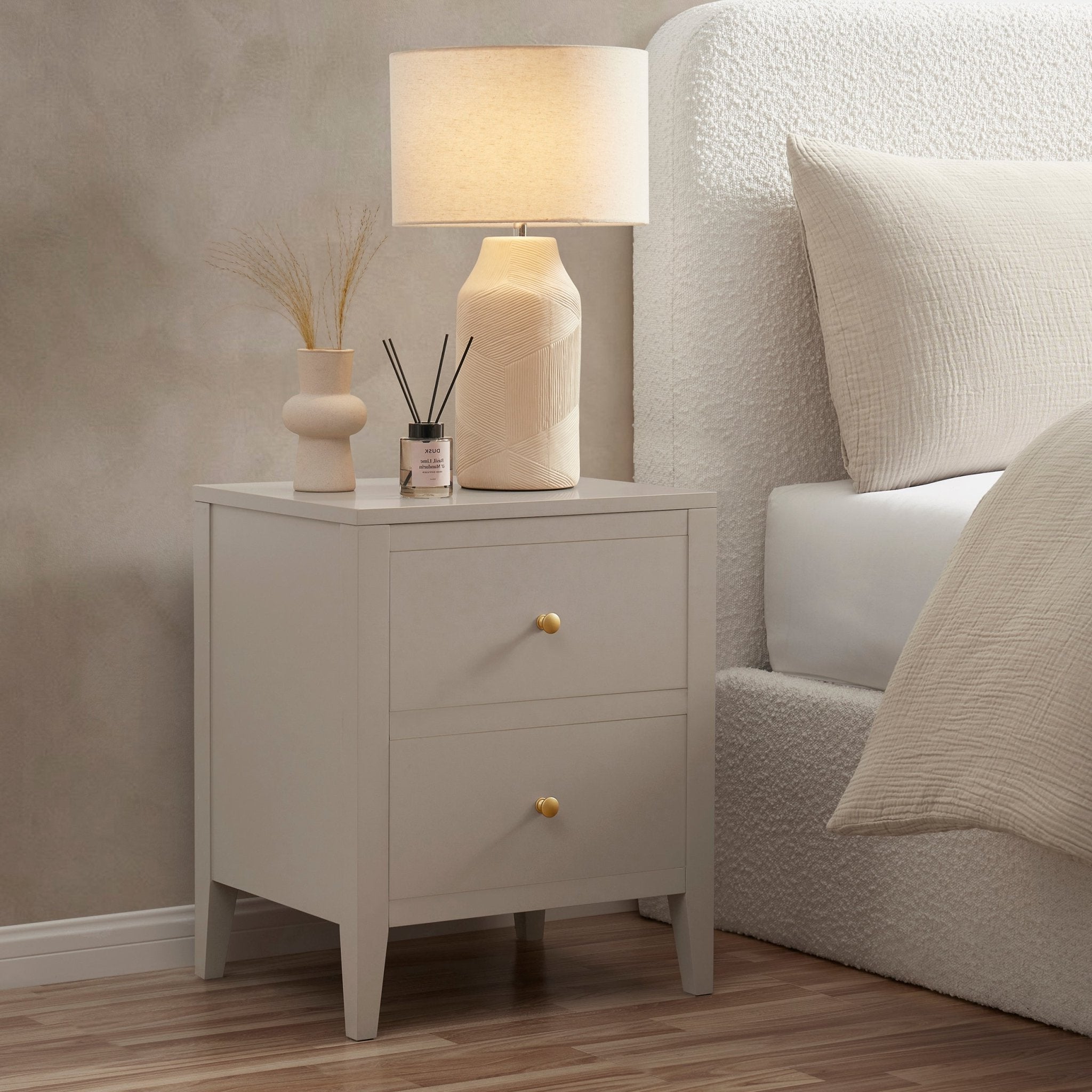 Table de chevet 2 tiroirs - Taupe