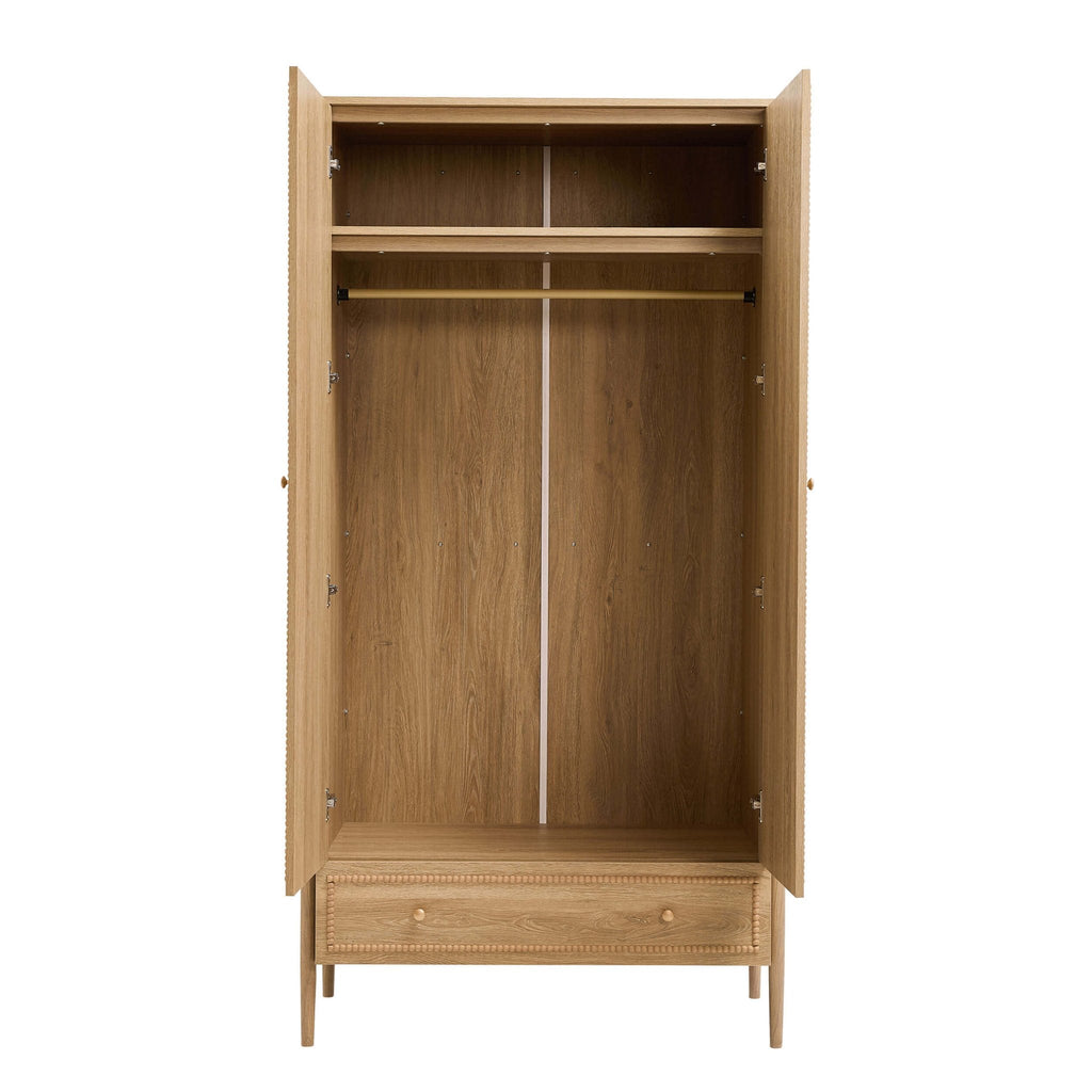Armoire 2 portes avec tiroir - Bois clair