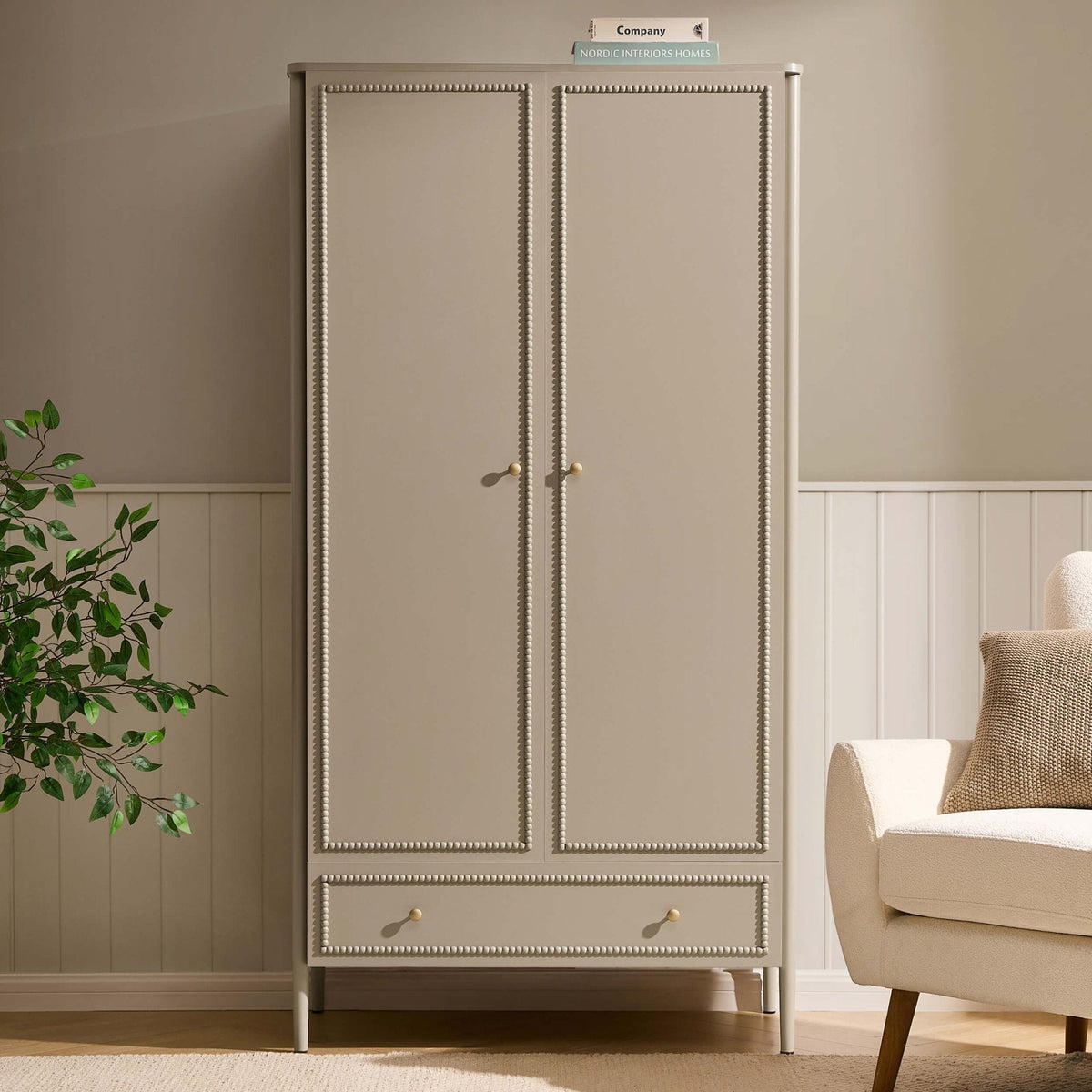 Armoire 2 Portes avec Tiroir - Taupe
