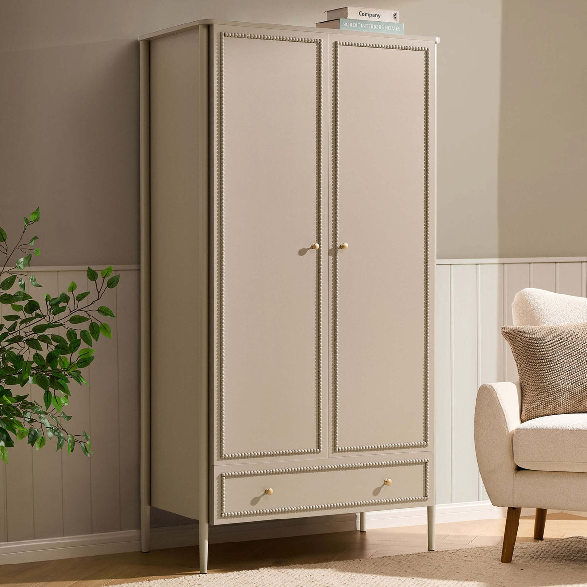 Armoire 2 Portes avec Tiroir - Taupe