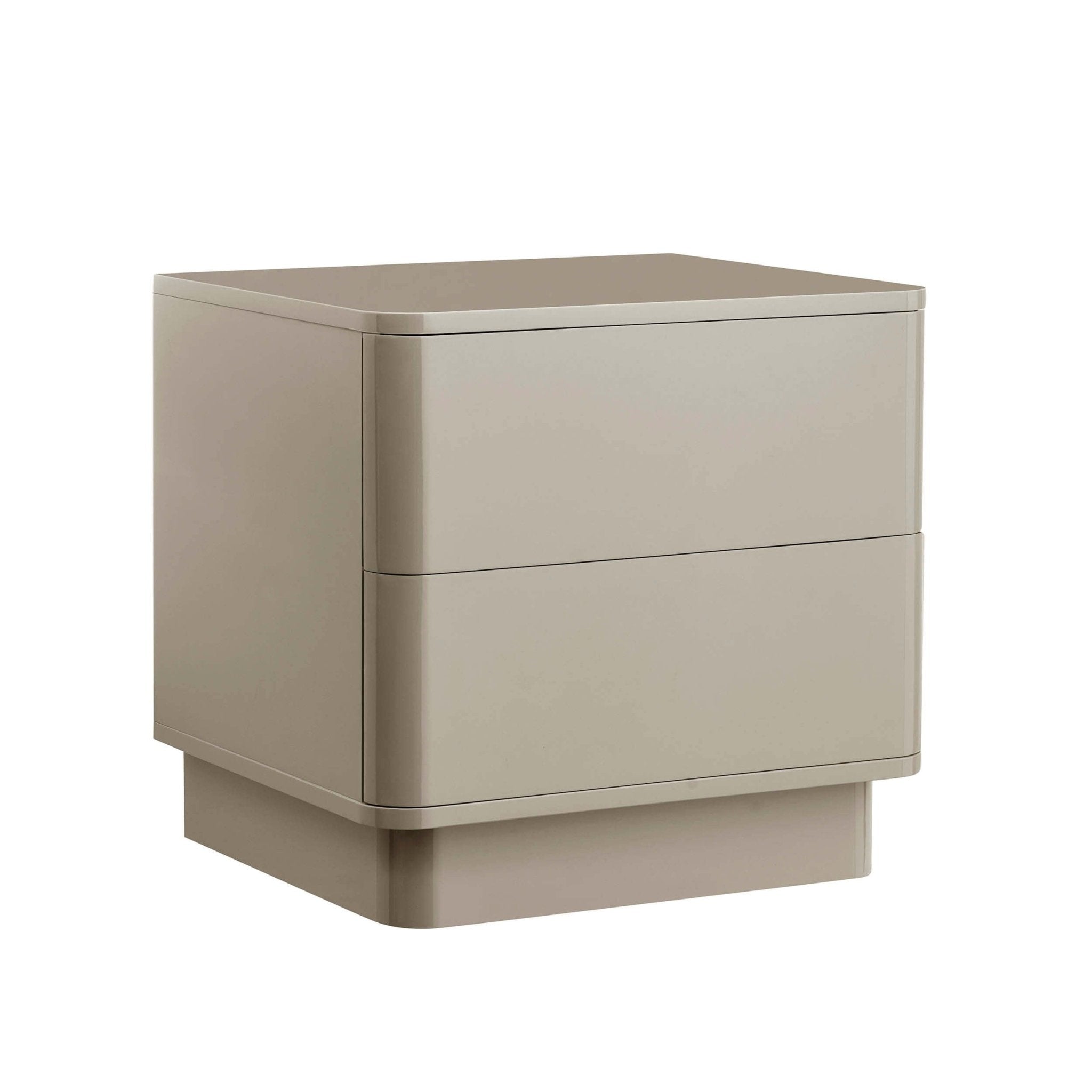 Table de chevet brillante 2 tiroirs - Taupe