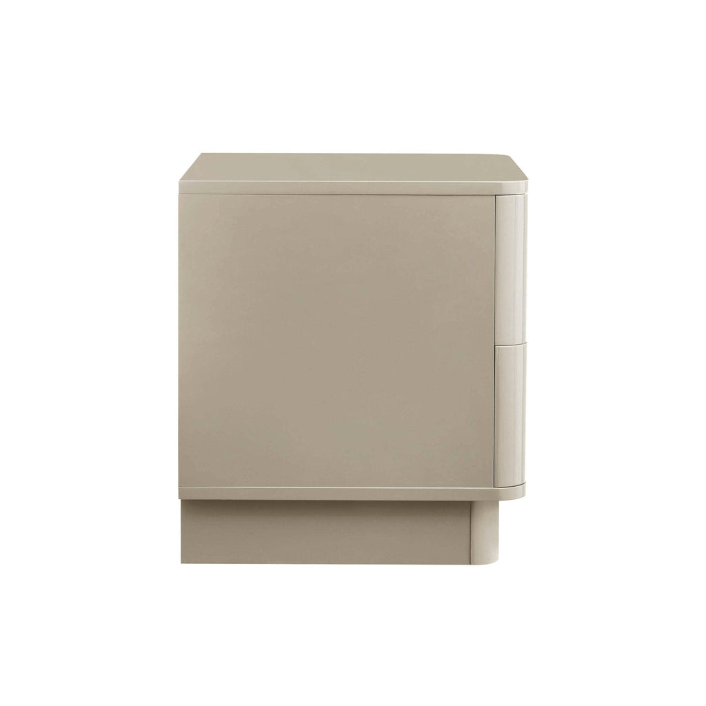 Table de chevet brillante 2 tiroirs - Taupe