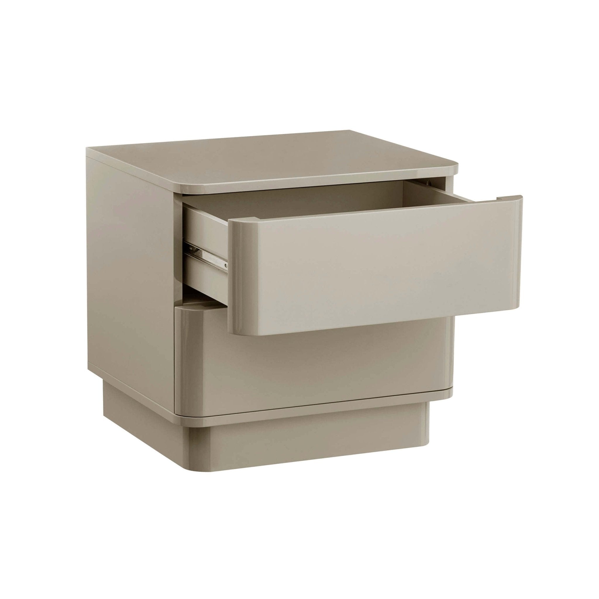 Table de chevet brillante 2 tiroirs - Taupe