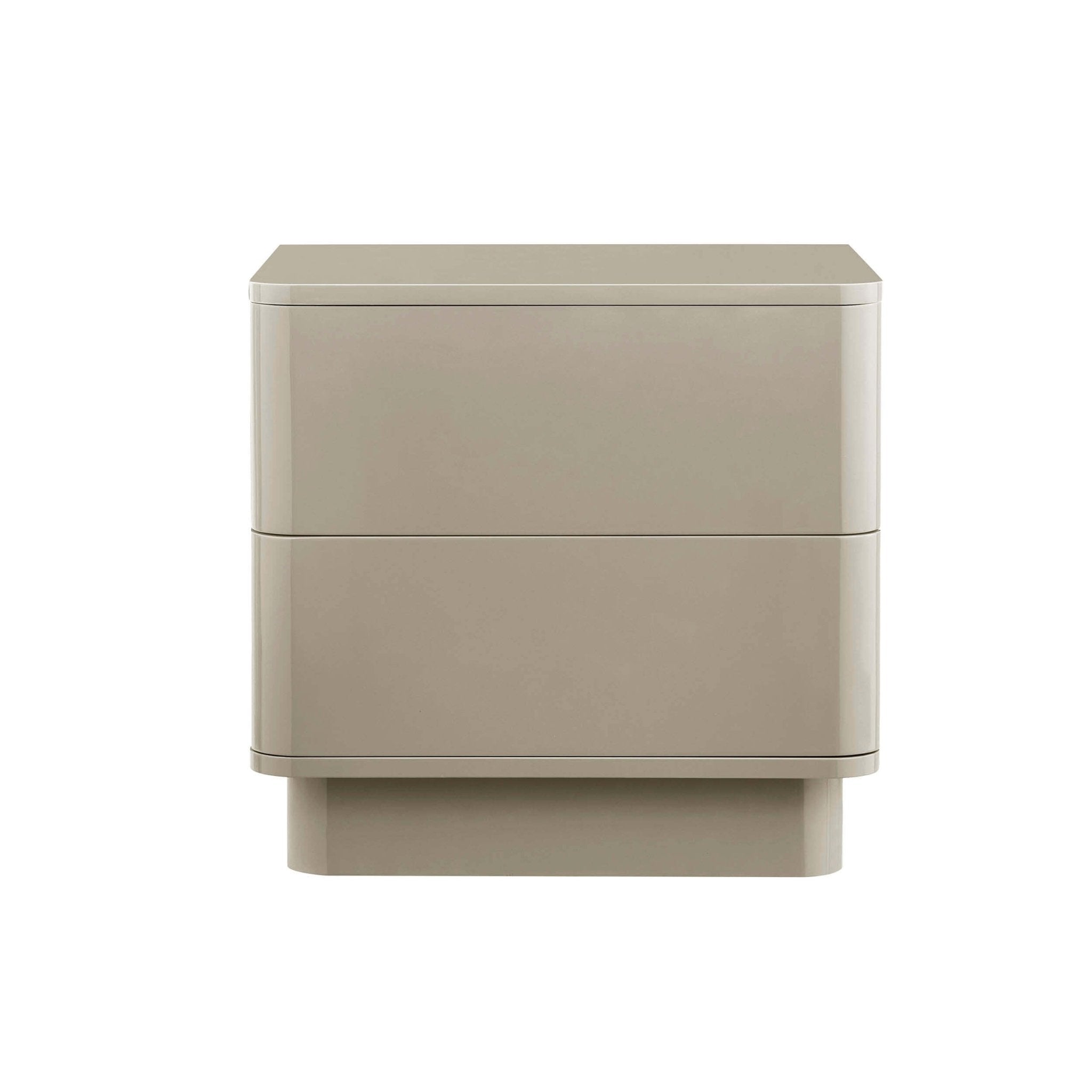 Table de chevet brillante 2 tiroirs - Taupe