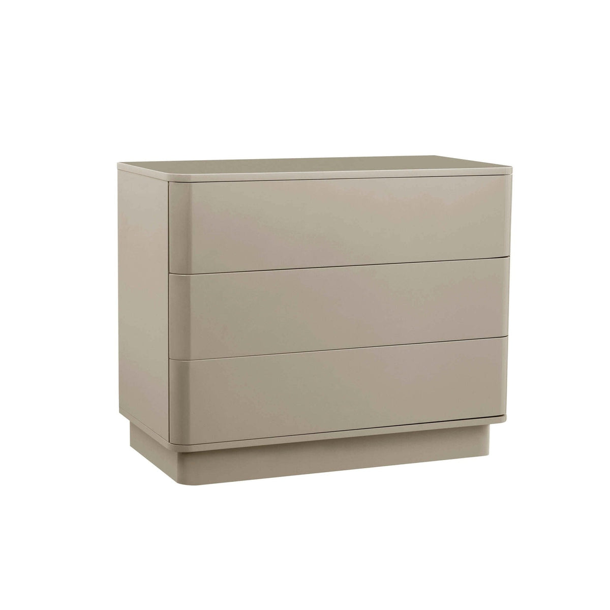 Commode haute brillance à 3 tiroirs - Taupe