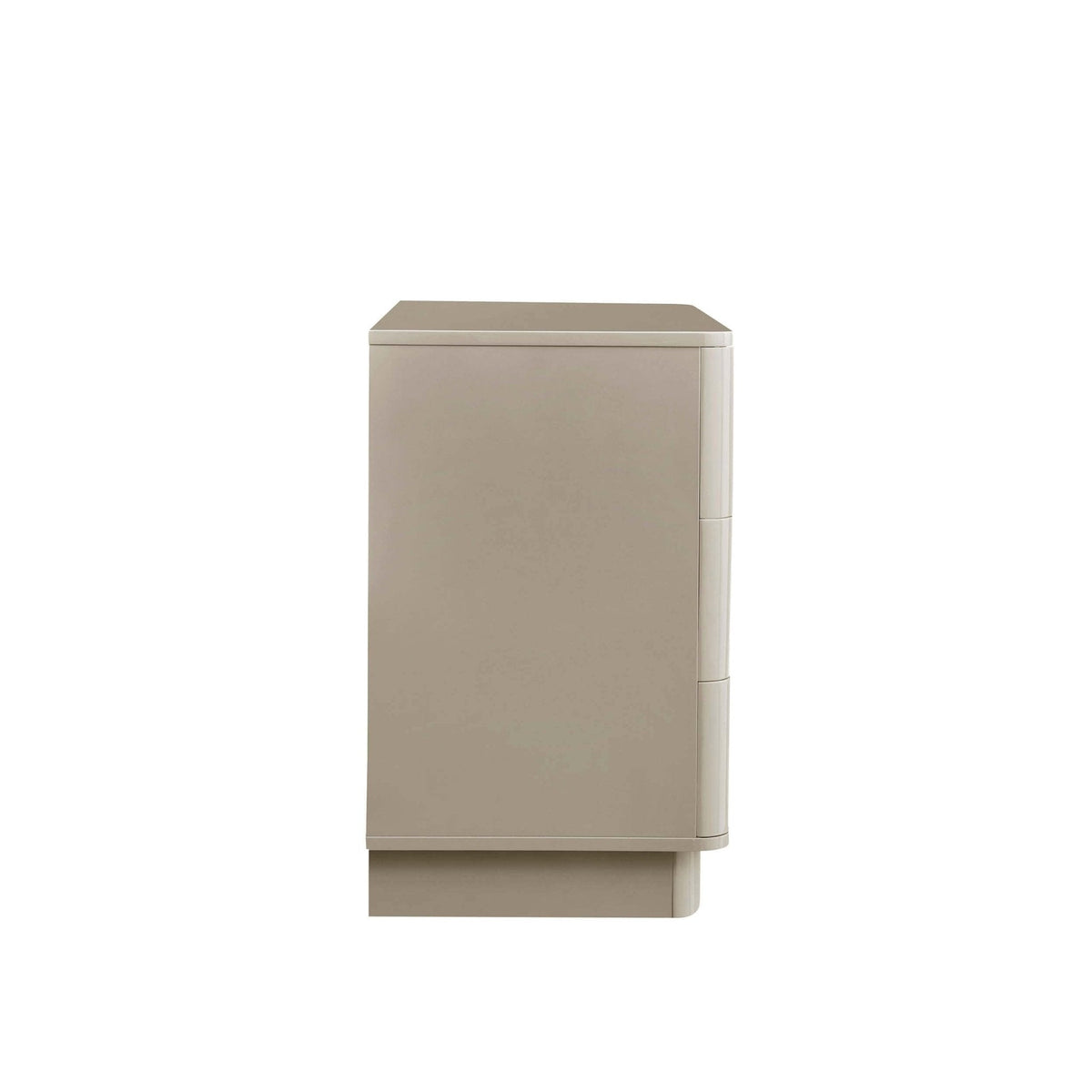 Commode haute brillance à 3 tiroirs - Taupe