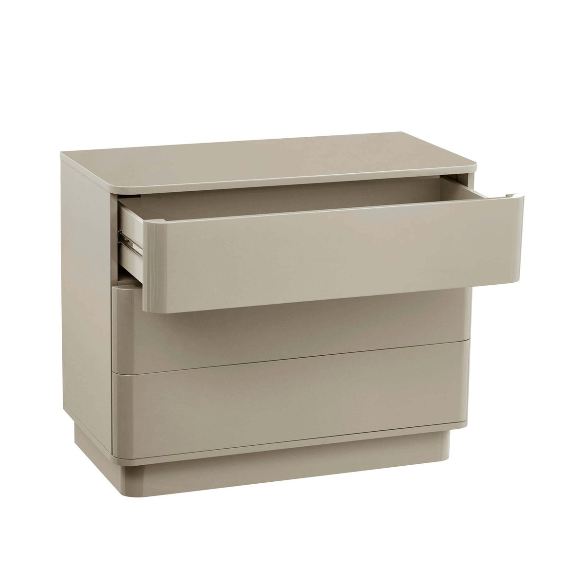 Commode haute brillance à 3 tiroirs - Taupe