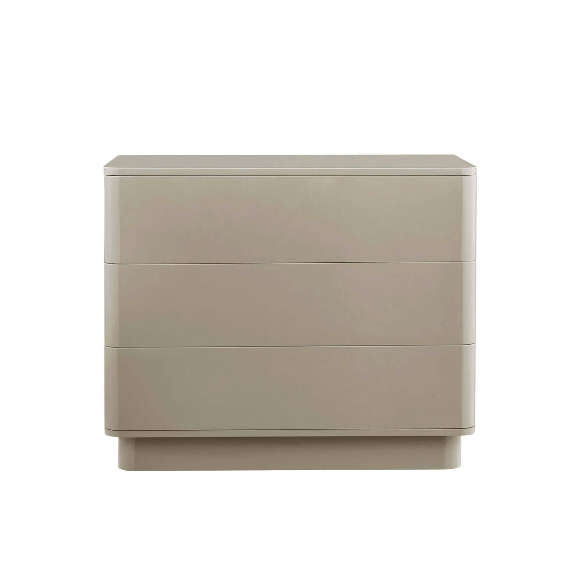 Commode haute brillance à 3 tiroirs - Taupe