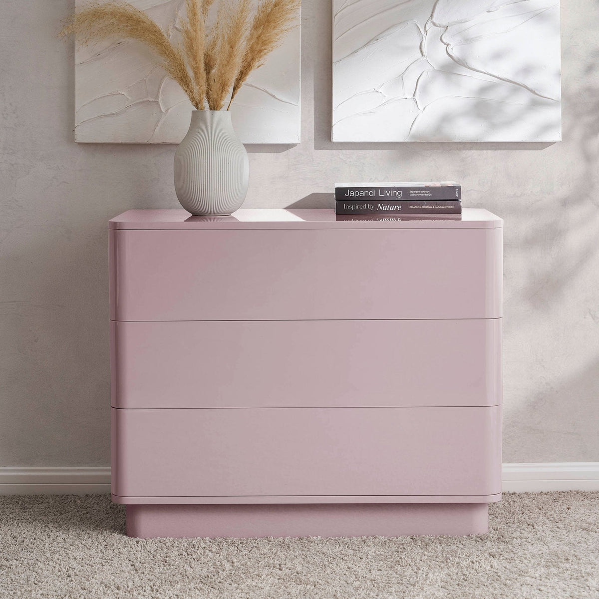 Commode 3 tiroirs ultra brillante - Violet Glacé