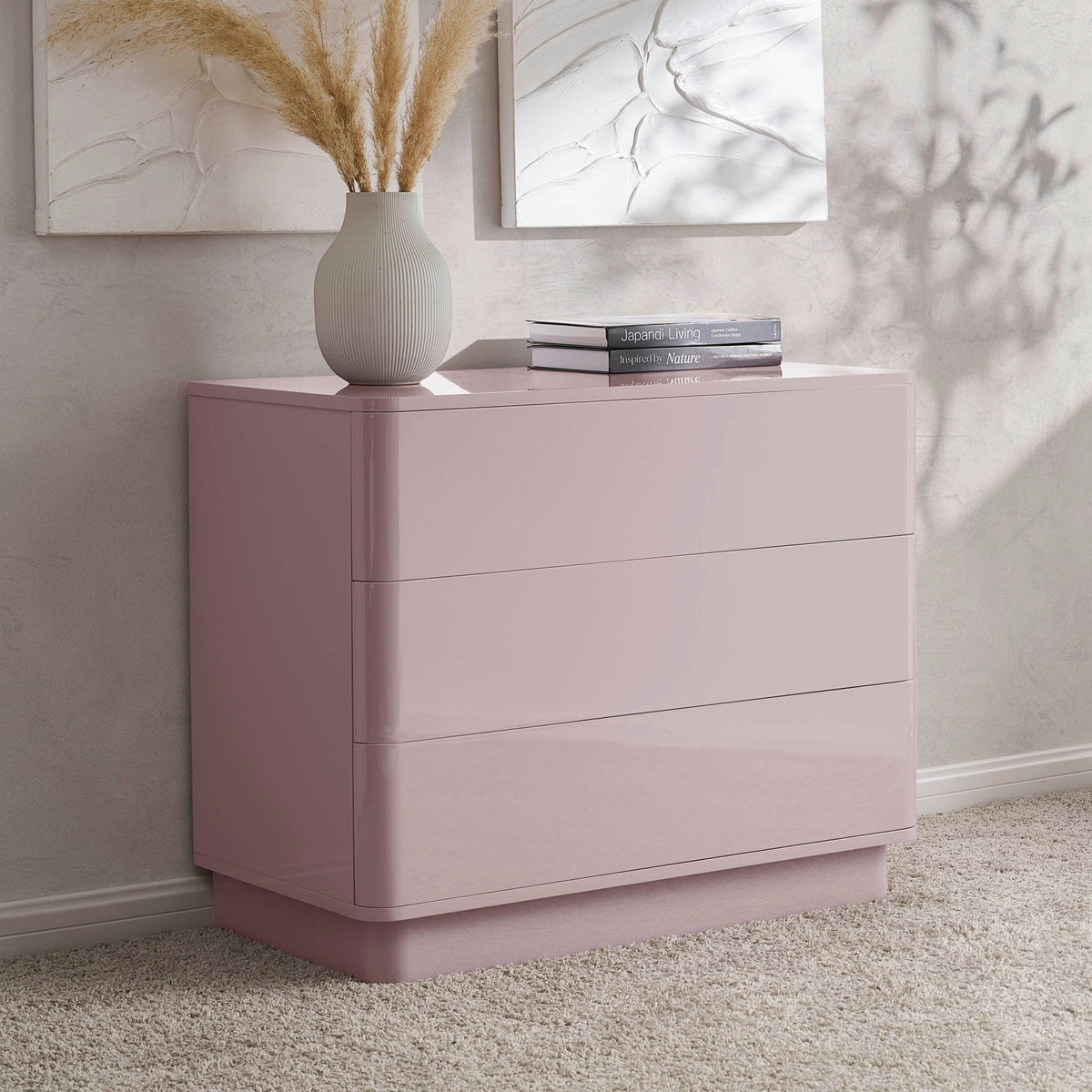 Commode 3 tiroirs ultra brillante - Violet Glacé