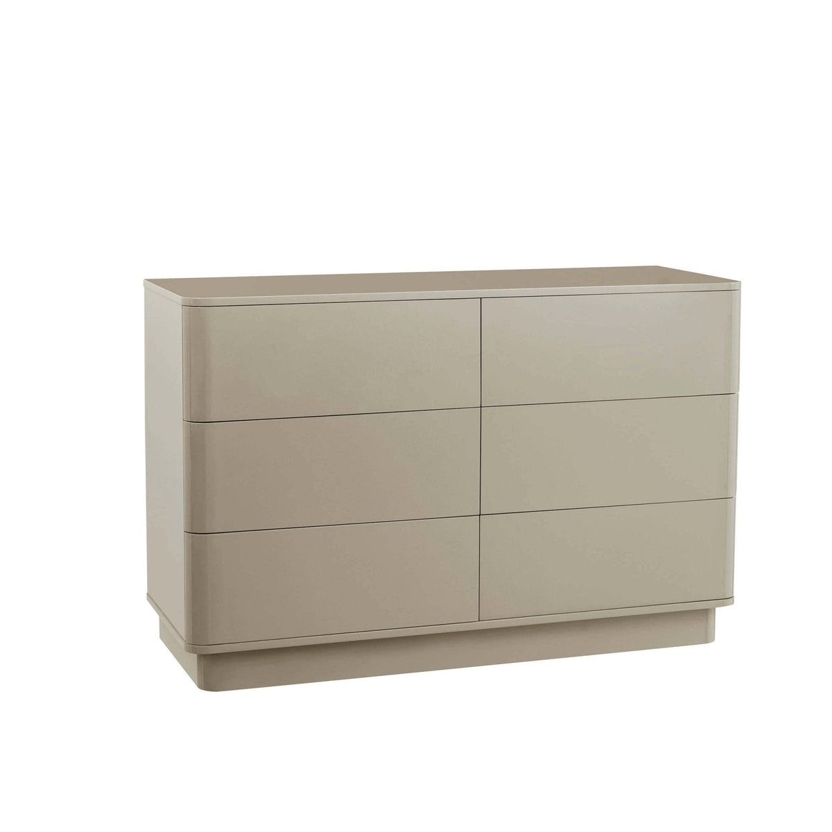 Commode à 6 tiroirs ultra brillante - Taupe