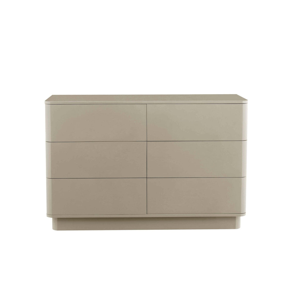 Commode à 6 tiroirs ultra brillante - Taupe