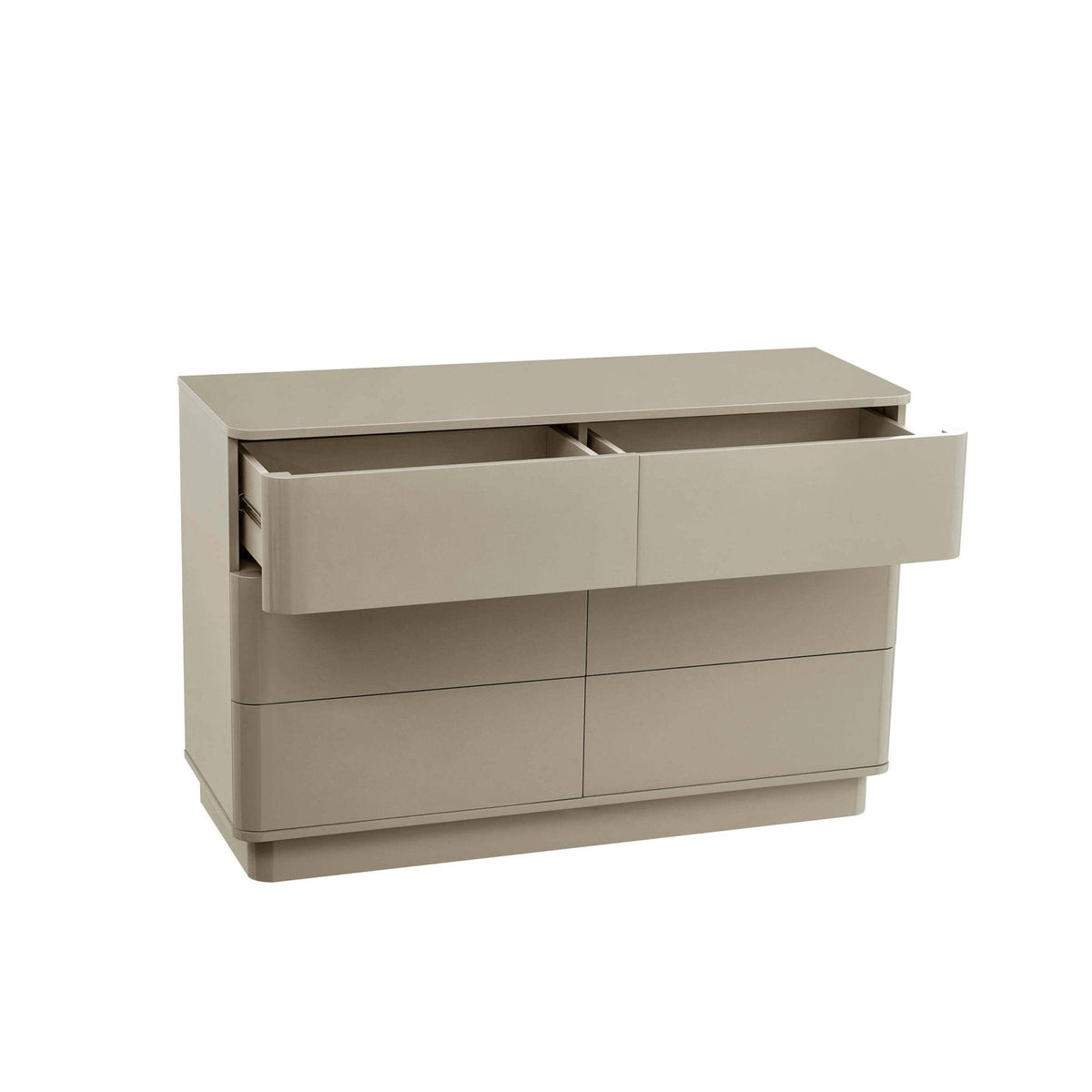 Commode à 6 tiroirs ultra brillante - Taupe