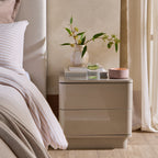 Table de chevet brillante 2 tiroirs - Taupe