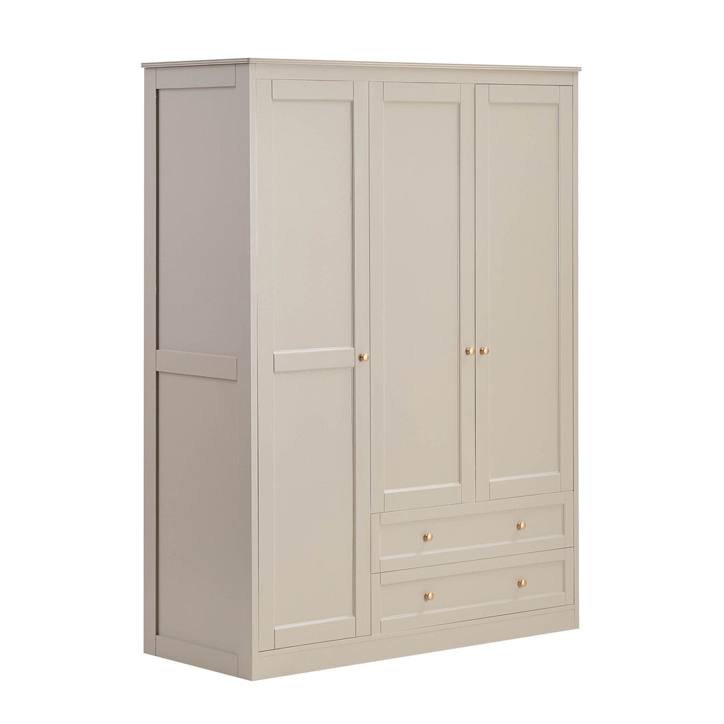 Armoire 3 portes avec tiroirs - Taupe