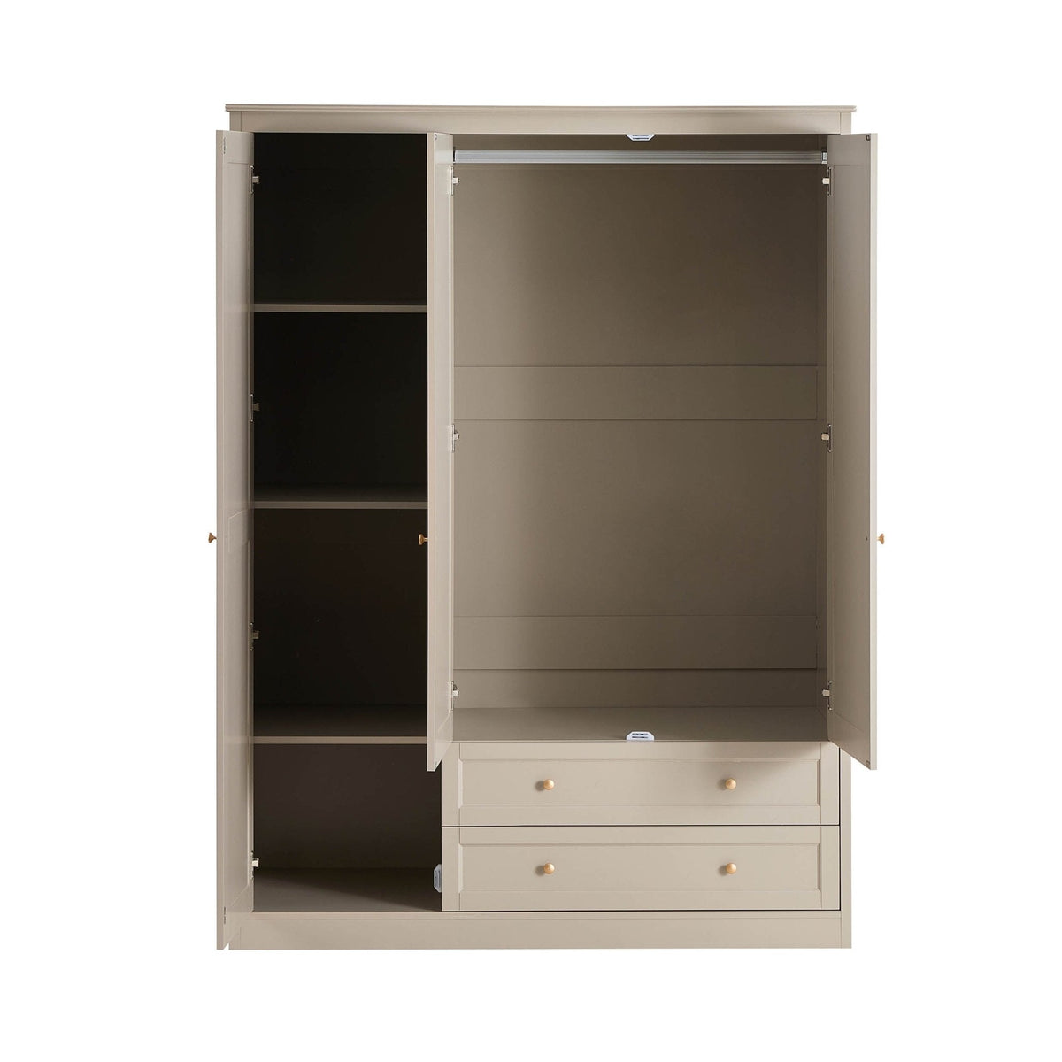 Armoire 3 portes avec tiroirs - Taupe
