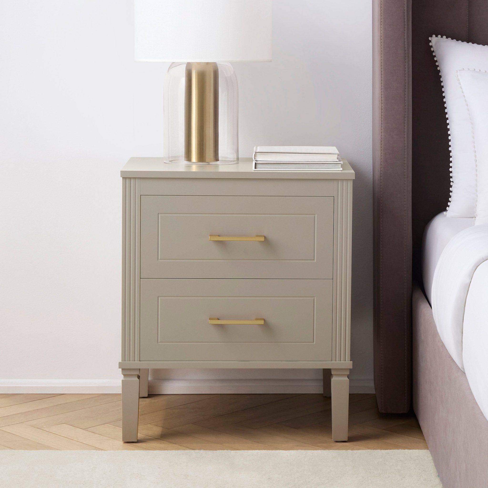 Table de chevet 2 tiroirs - Taupe