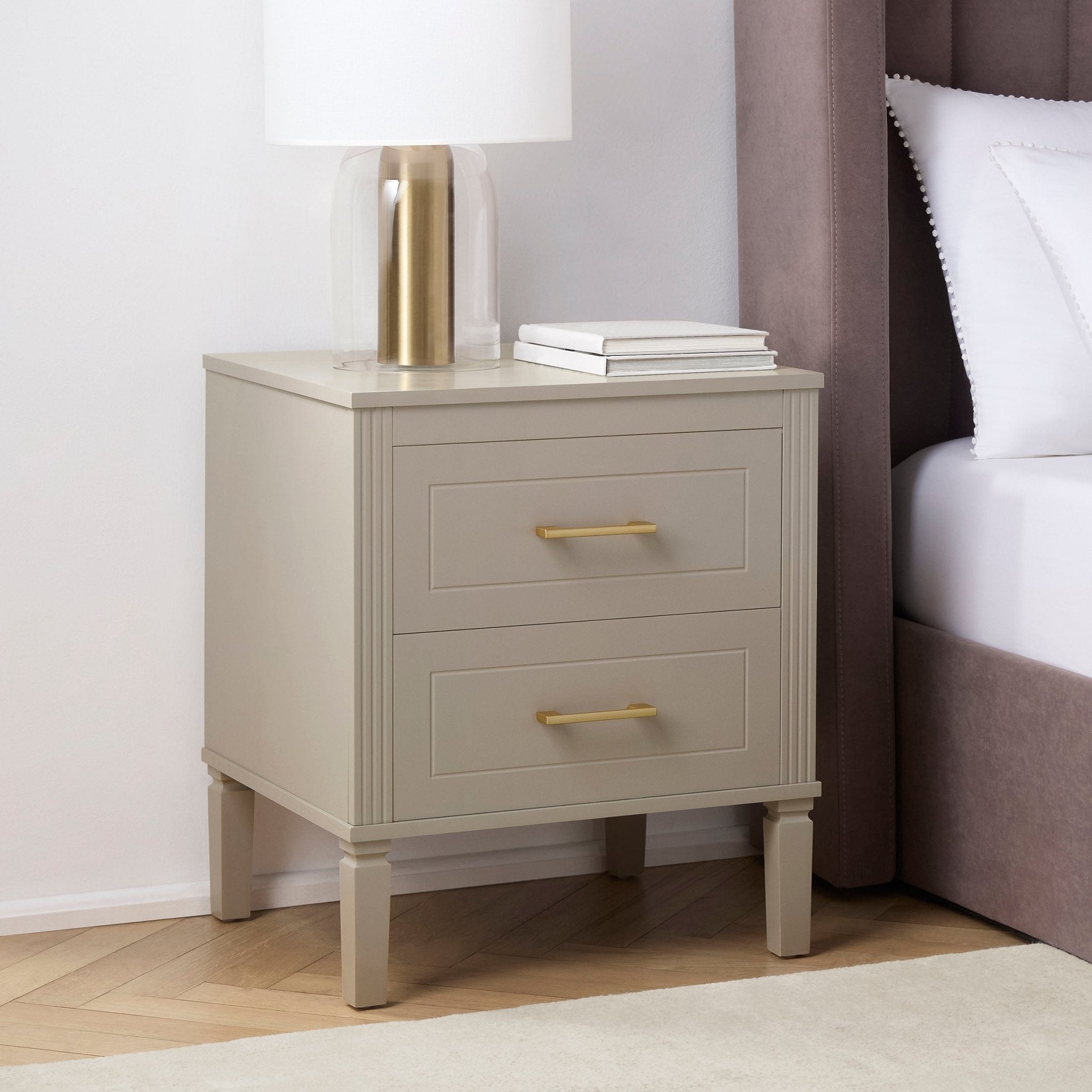 Table de chevet 2 tiroirs - Taupe